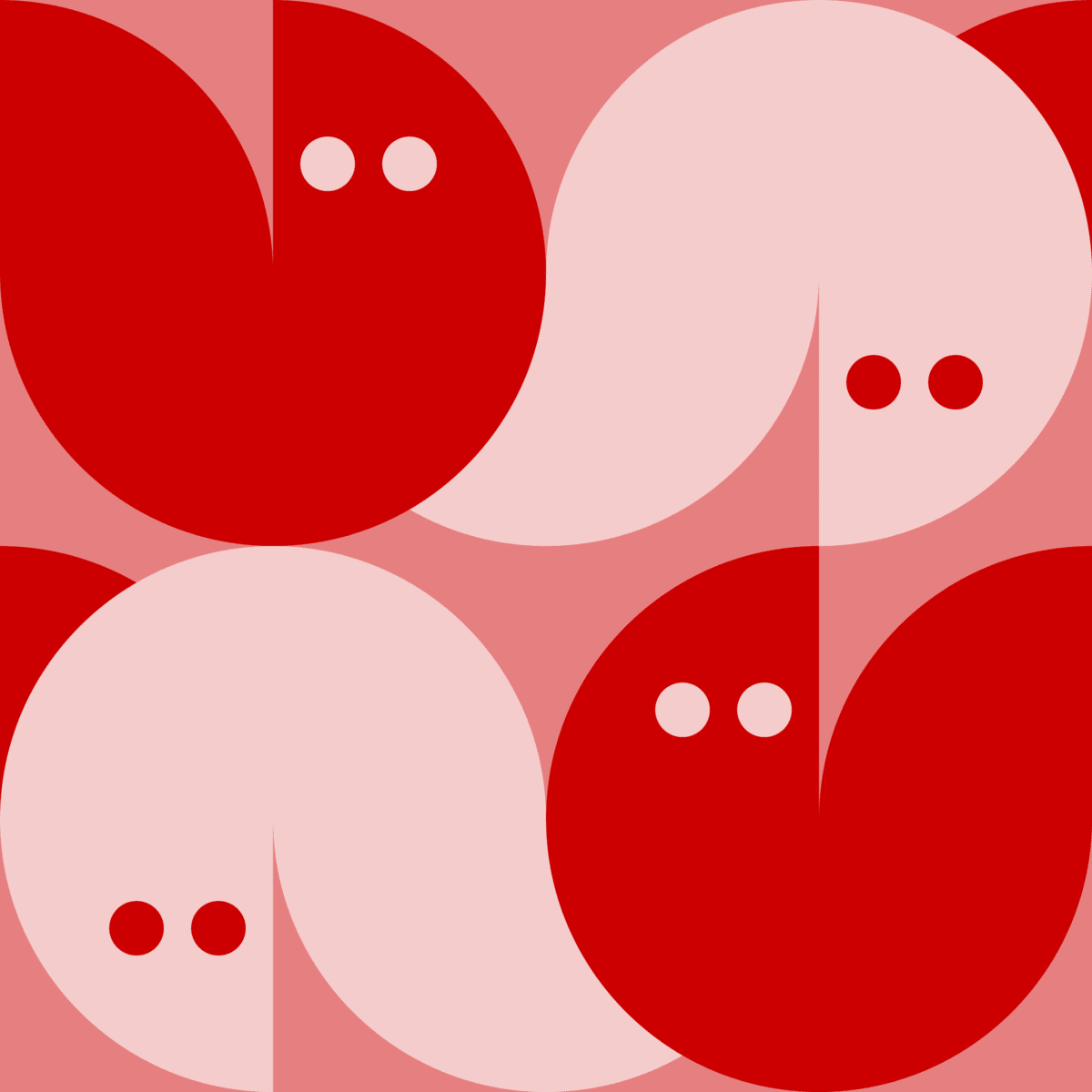 Geometric Pattern: Quarter Circle Fox: Gemstone Light / Red Wolf