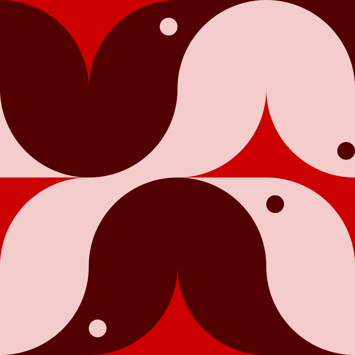 Geometric Pattern: Quarter Circle Raven: Gemstone Dark / Red Wolf