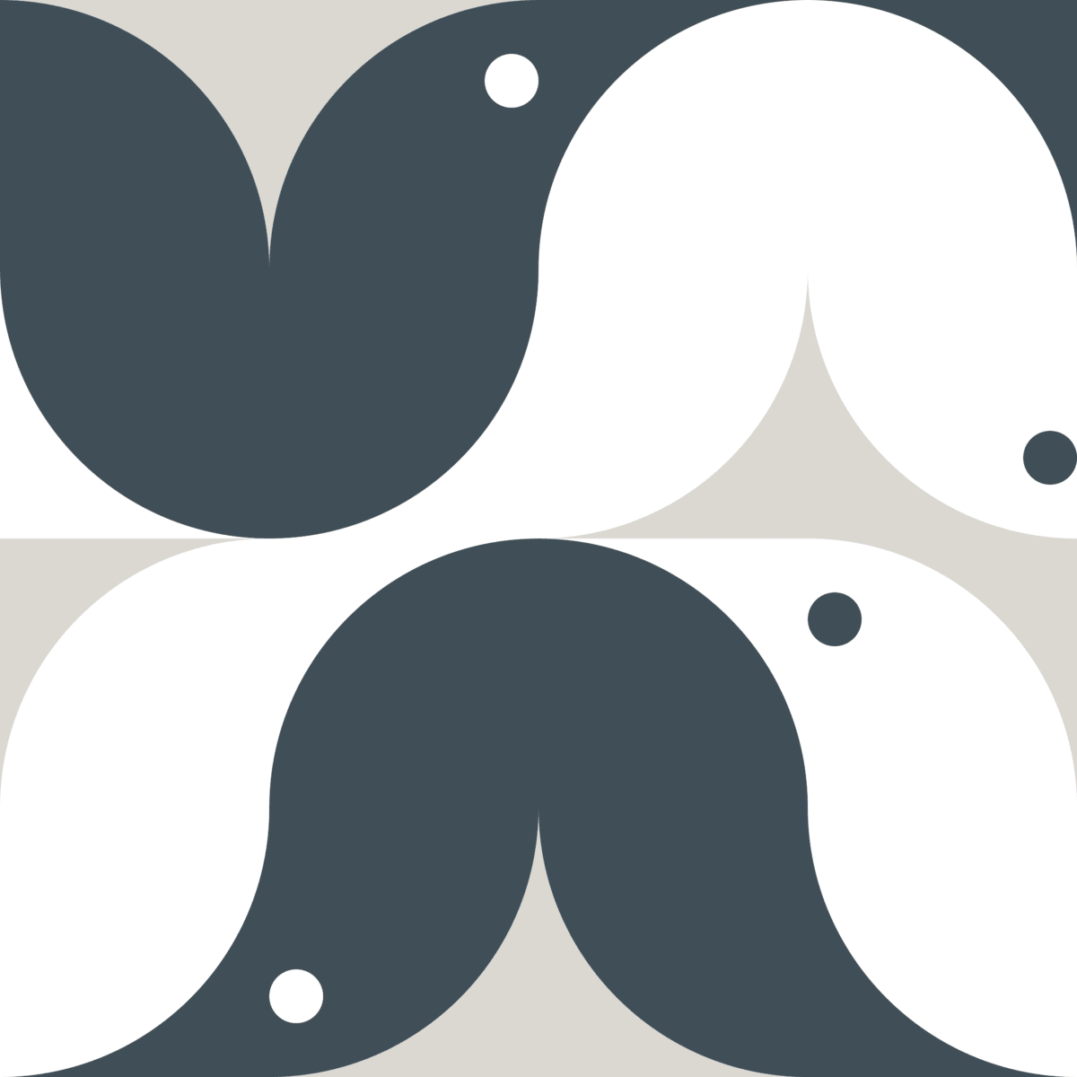 Geometric Pattern: Quarter Circle Raven: Stone / Red Wolf