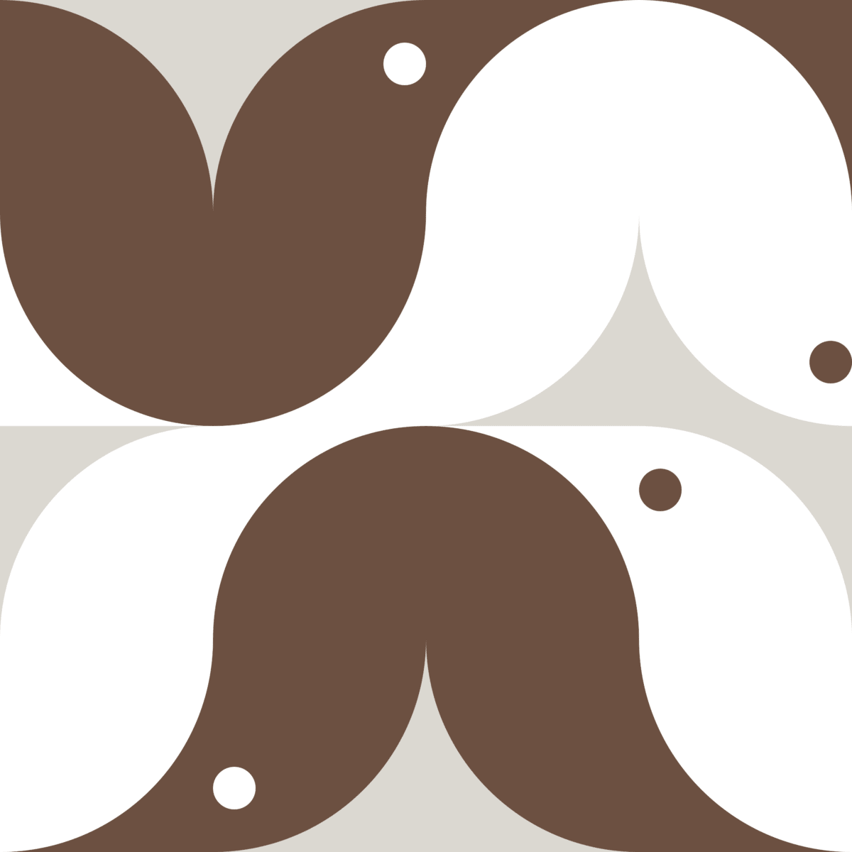 Geometric Pattern: Quarter Circle Raven: Stone / Red Wolf