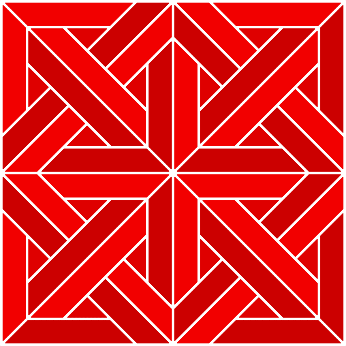 Geometric Pattern: Castel: Gemstone White / Red Wolf