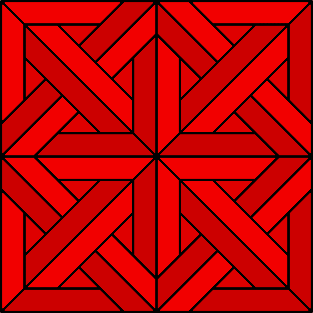 Geometric Pattern: Castel: Gemstone Black / Red Wolf