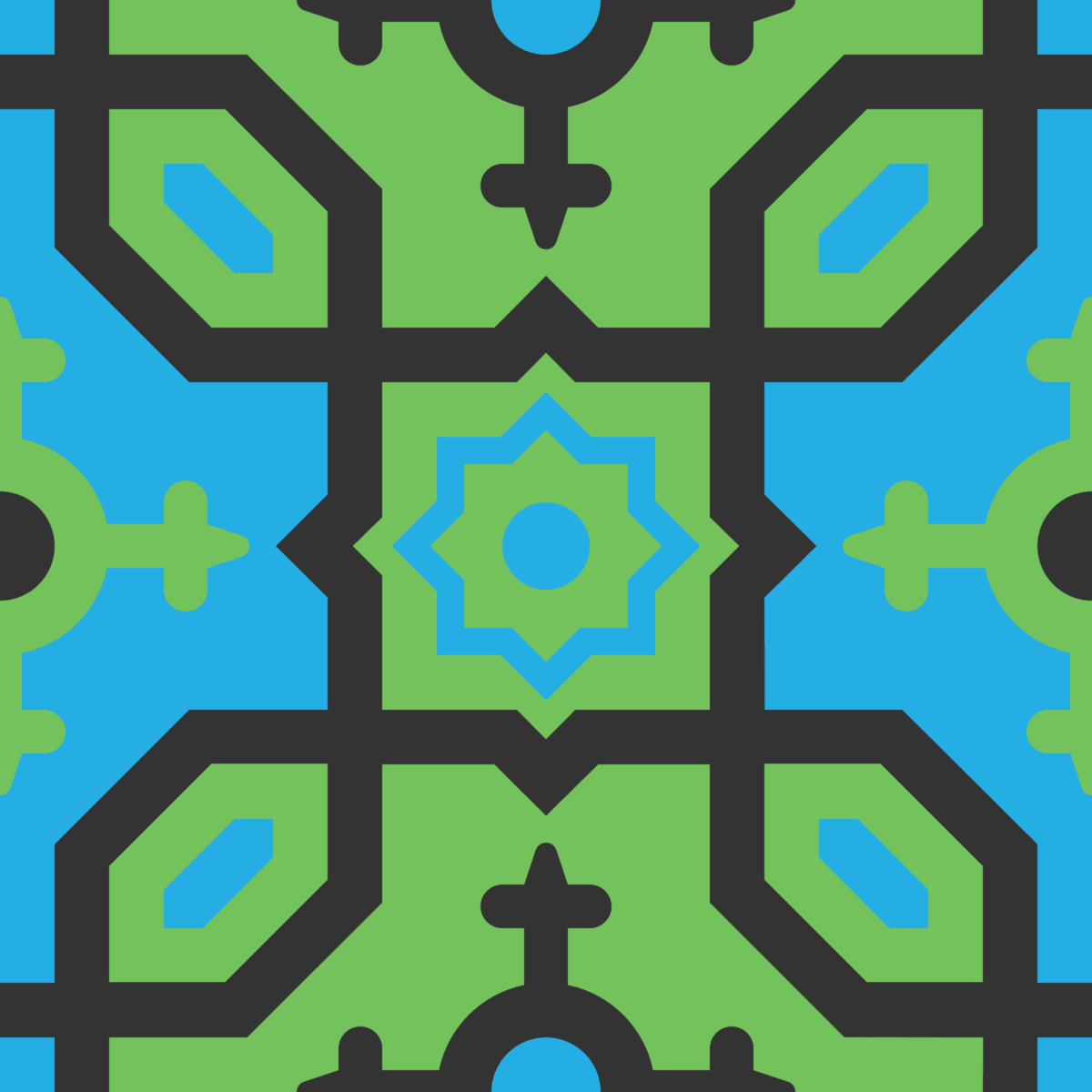 Geometric Pattern: Templo: Moderna Dark / Red Wolf