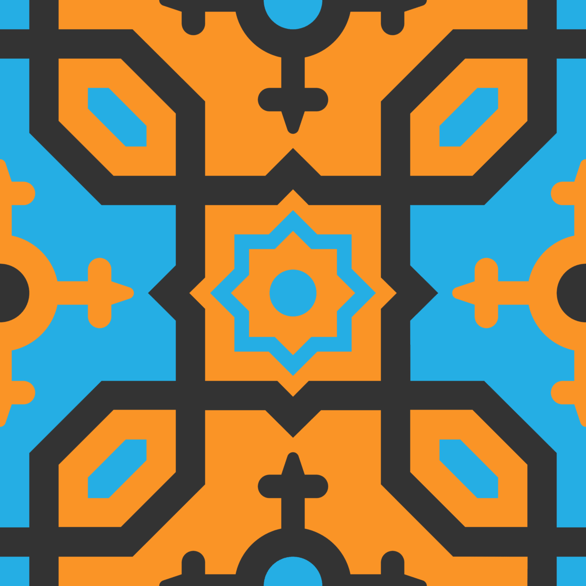 Geometric Pattern: Templo: Moderna Dark / Red Wolf