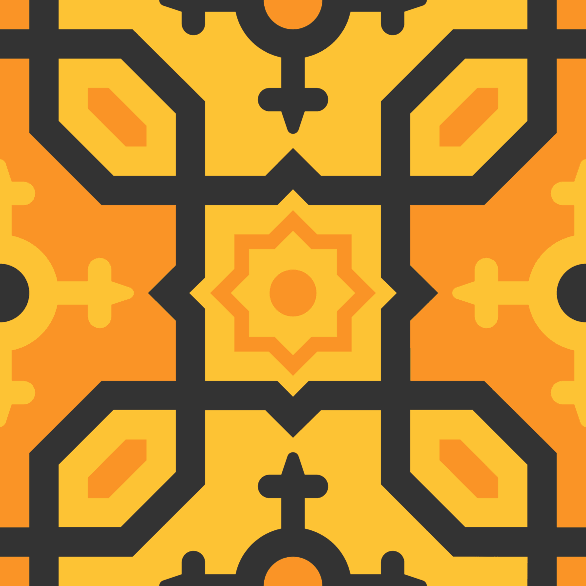 Geometric Pattern: Templo: Moderna Dark / Red Wolf