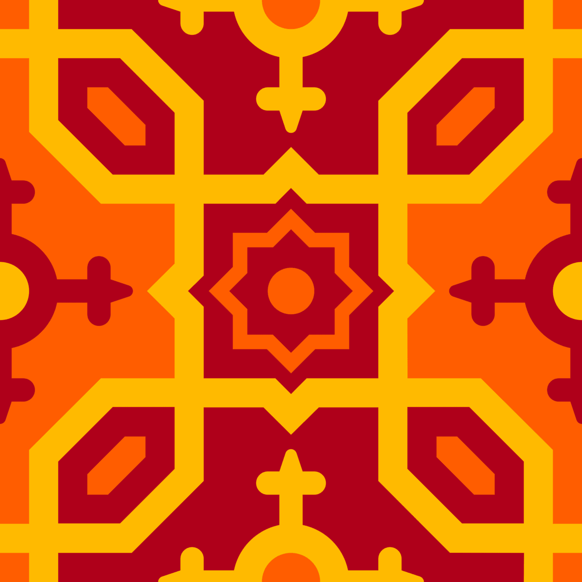 Geometric Pattern: Templo: Art Deco / Red Wolf
