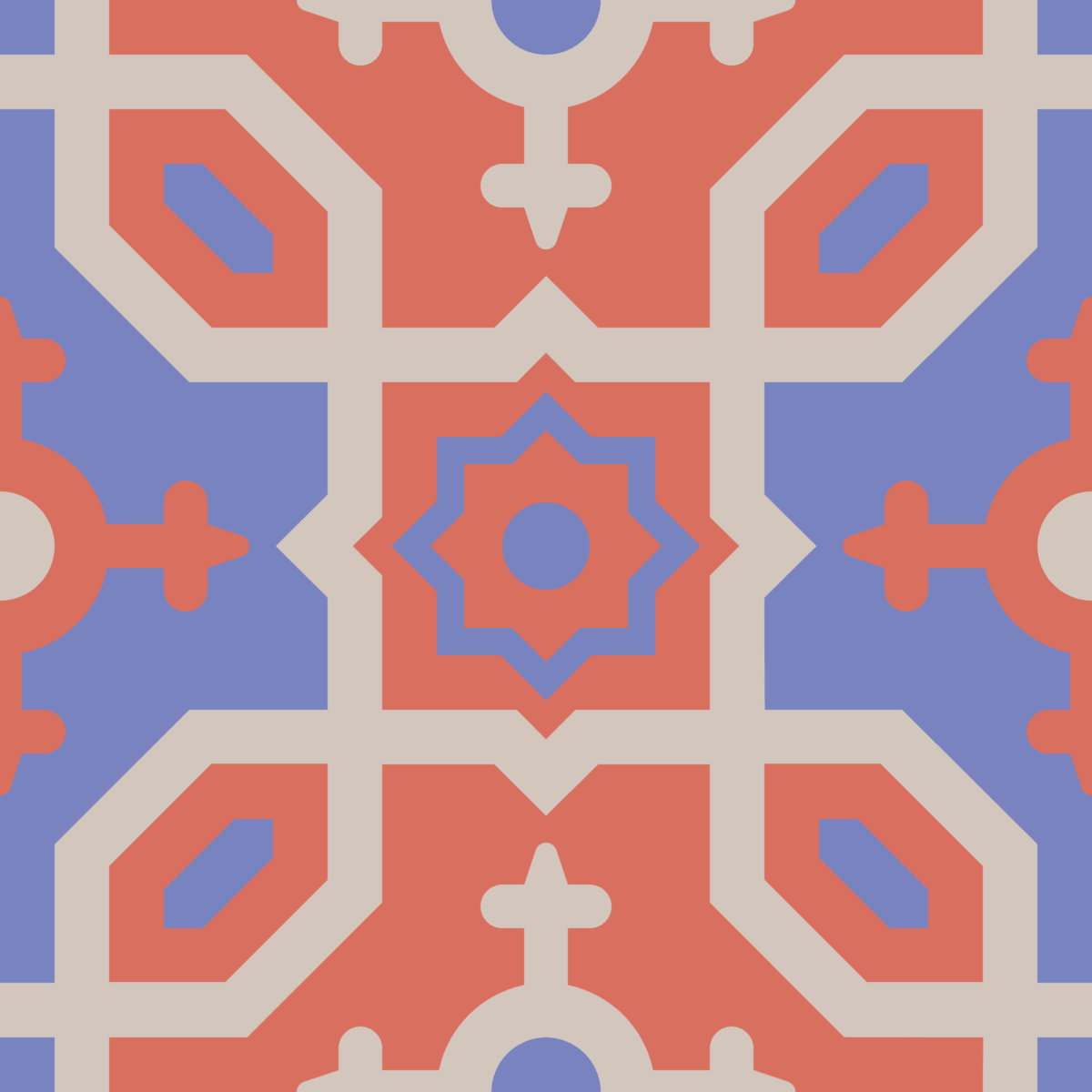 Geometric Pattern: Templo: Garden / Red Wolf