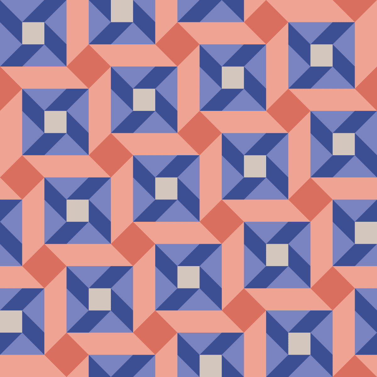 Geometric Pattern: Sanchez: Garden / Red Wolf