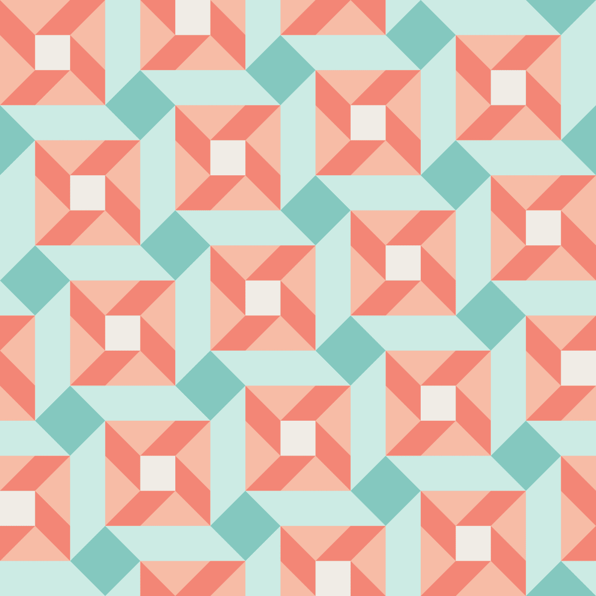 Geometric Pattern: Sanchez: Garden / Red Wolf