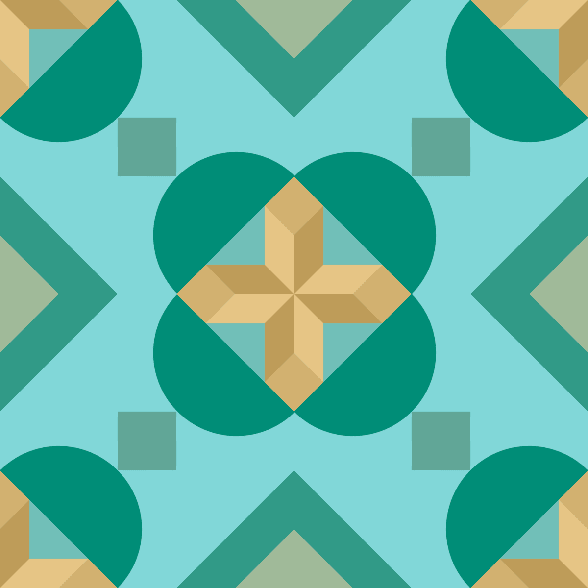 Geometric Pattern: Javier: Art Deco / Red Wolf