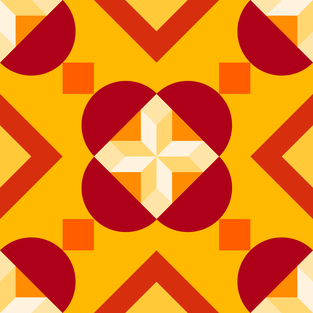 Geometric Pattern: Javier: Art Deco / Red Wolf