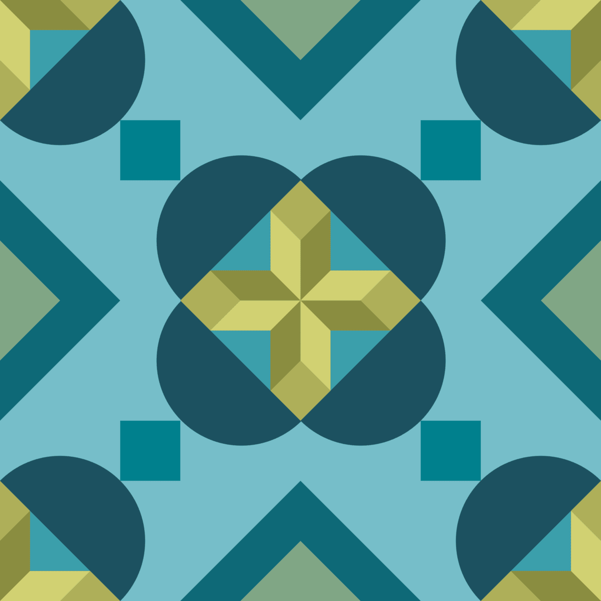 Geometric Pattern: Javier: Garden / Red Wolf