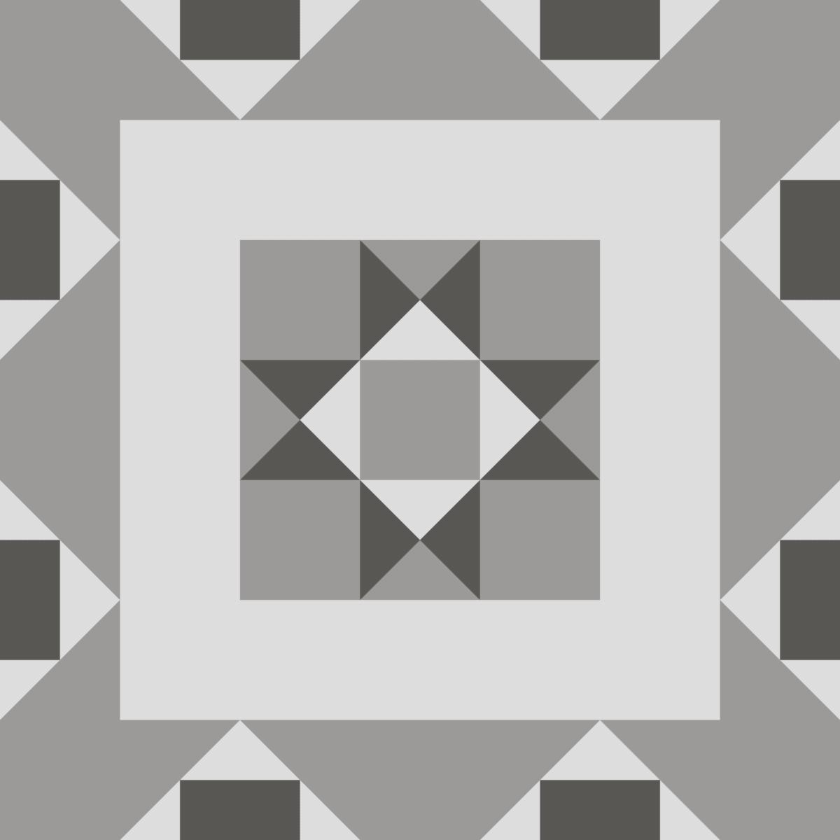 Geometric Pattern: Kendal: Stone / Red Wolf