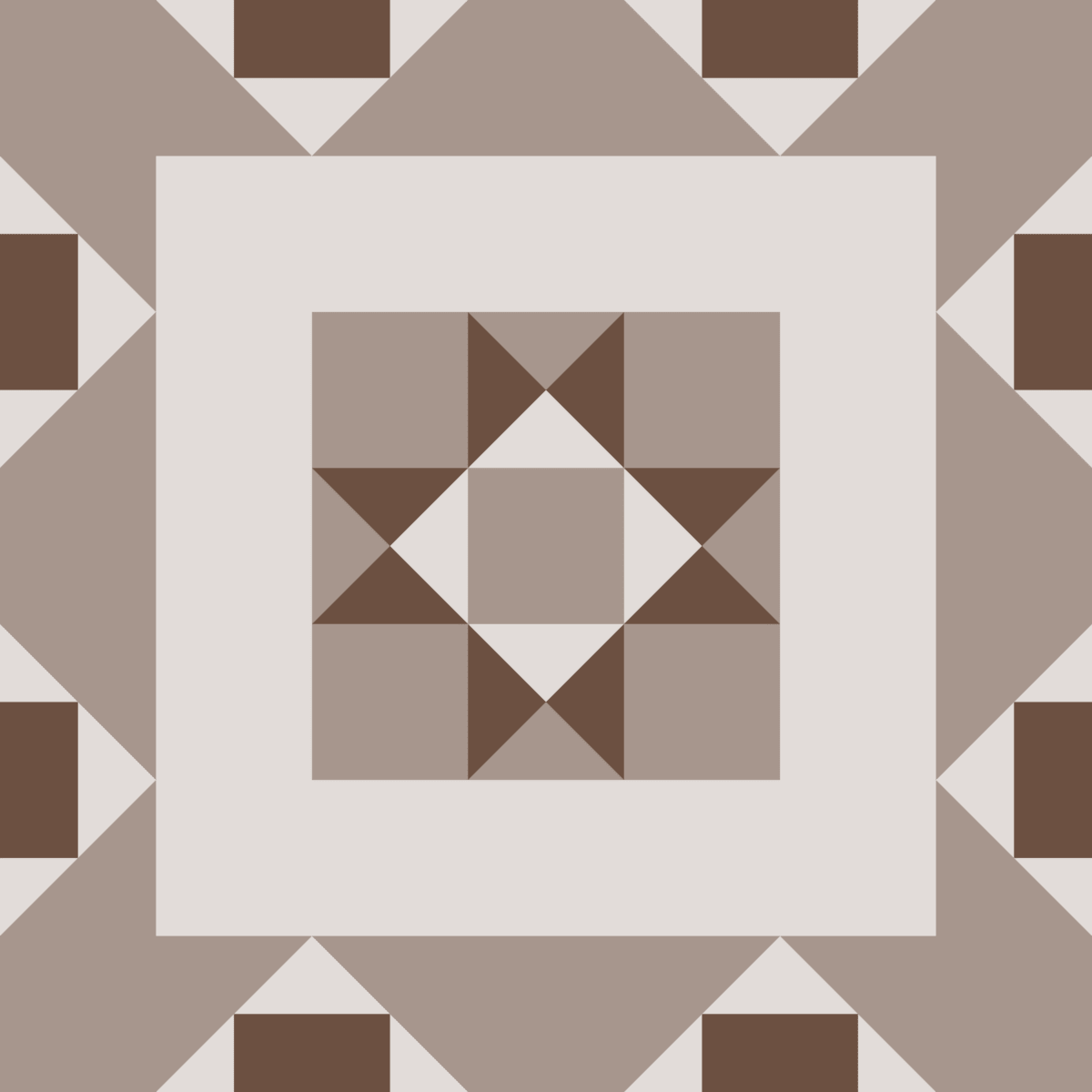 Geometric Pattern: Kendal: Stone / Red Wolf