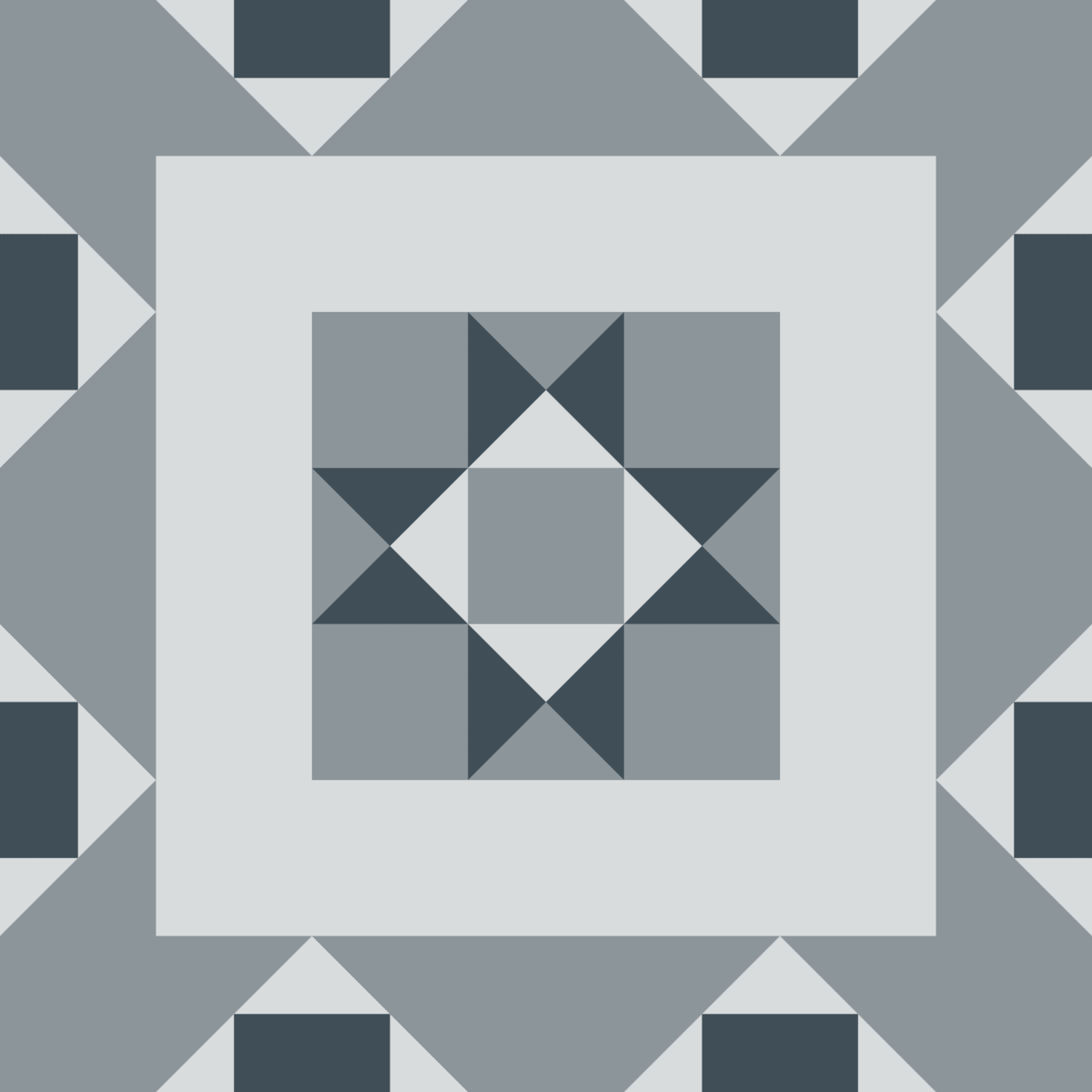 Geometric Pattern: Kendal: Stone / Red Wolf