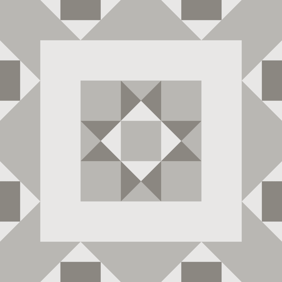 Geometric Pattern: Kendal: Stone / Red Wolf