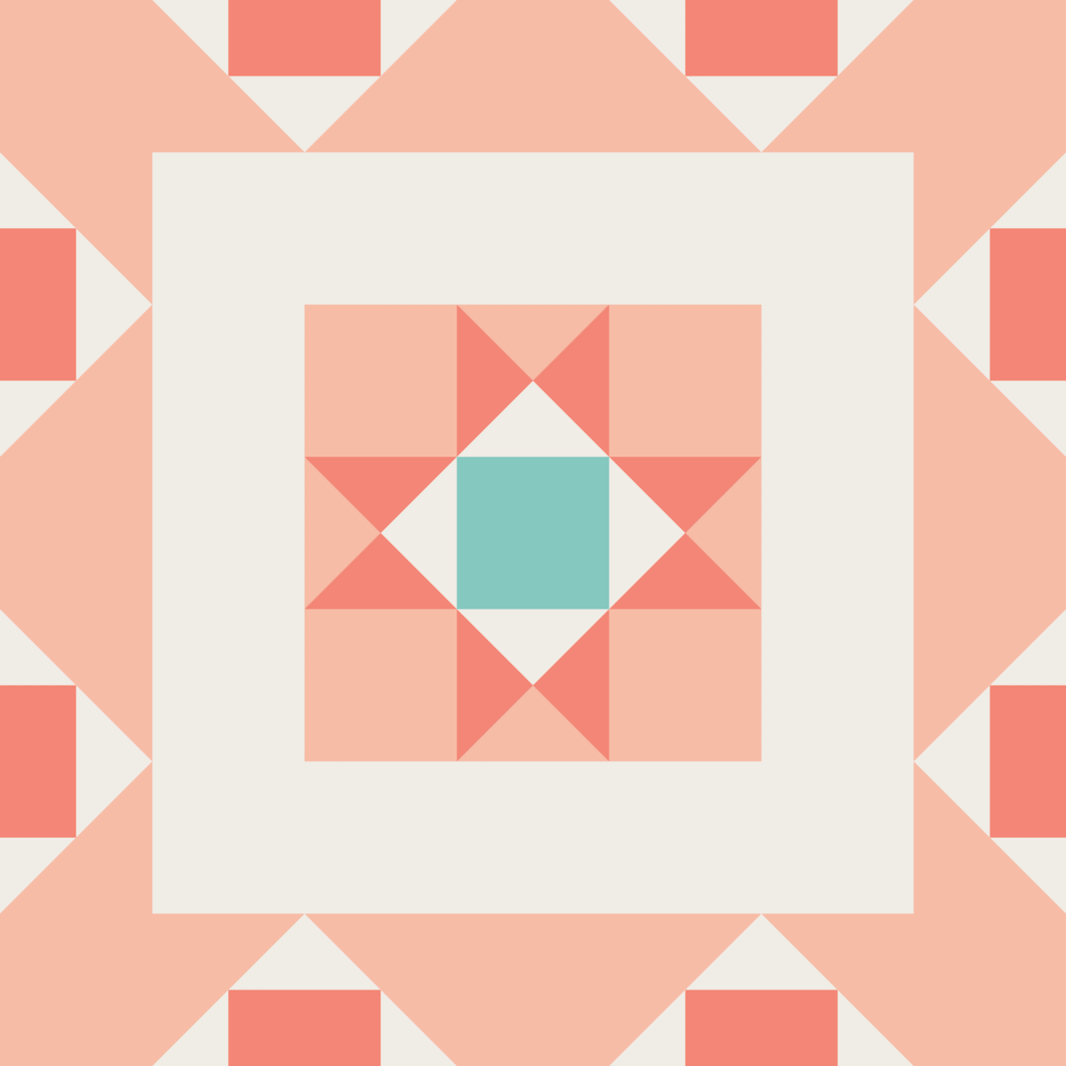 Geometric Pattern: Kendal: Garden / Red Wolf