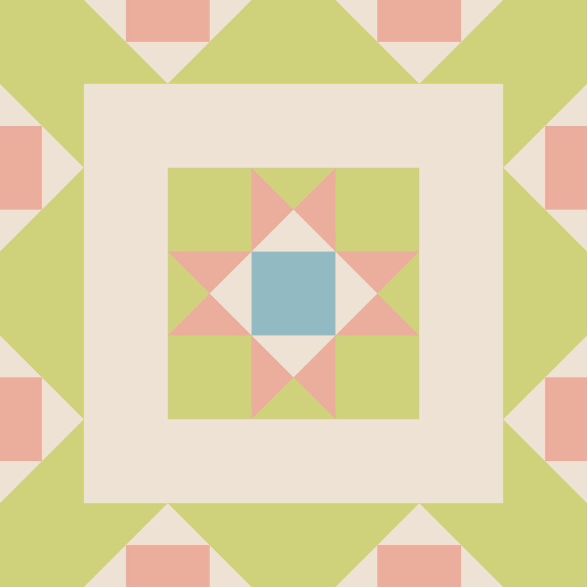 Geometric Pattern: Kendal: Garden / Red Wolf