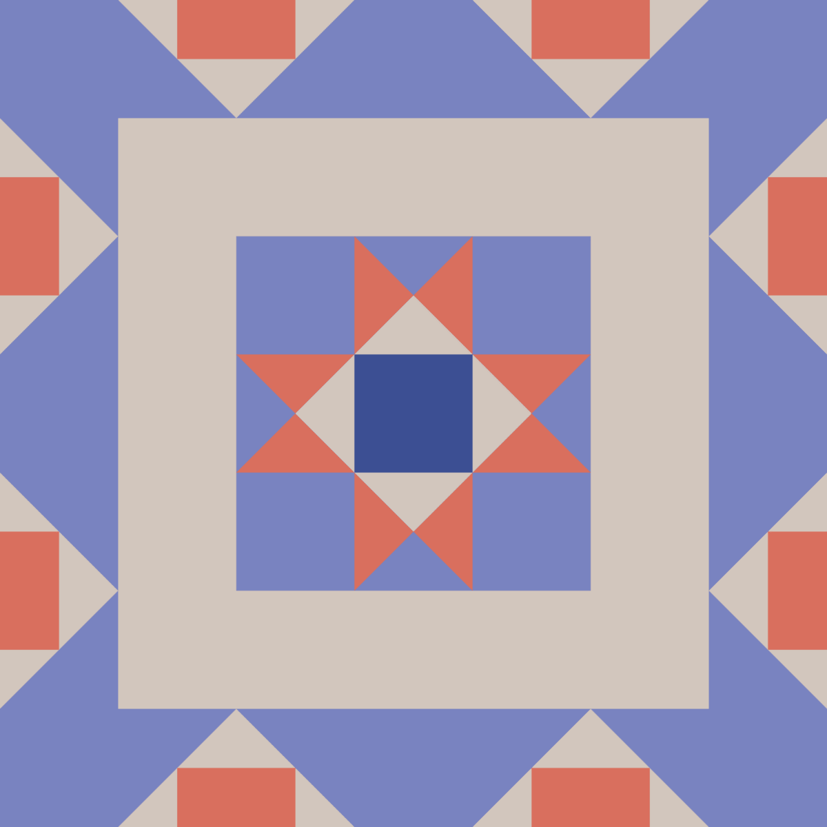 Geometric Pattern: Kendal: Garden / Red Wolf