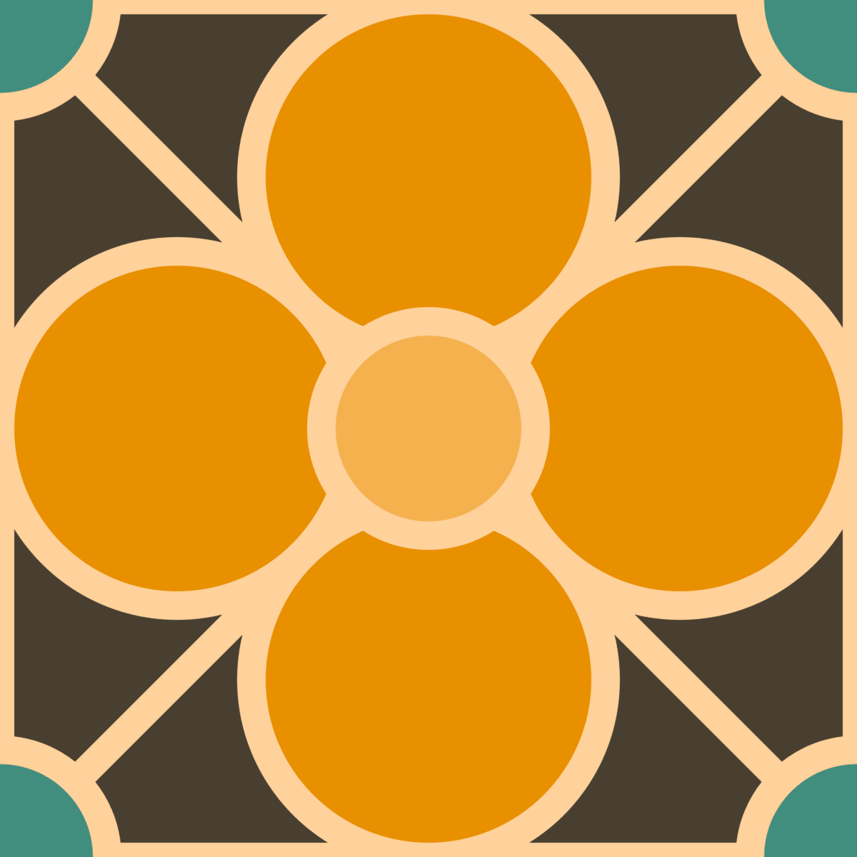 Geometric Pattern: Plumeria: Art Deco / Red Wolf