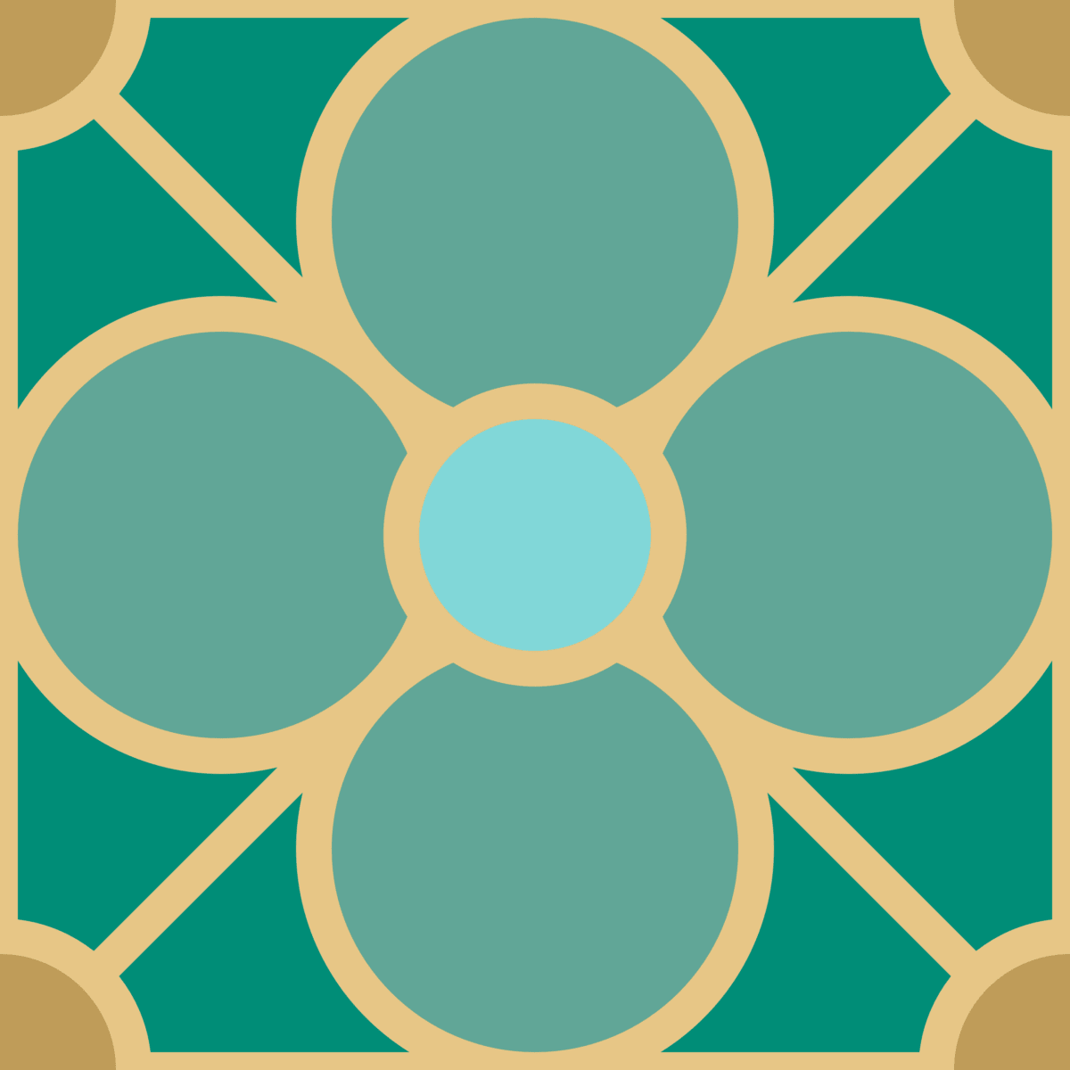 Geometric Pattern: Plumeria: Art Deco / Red Wolf