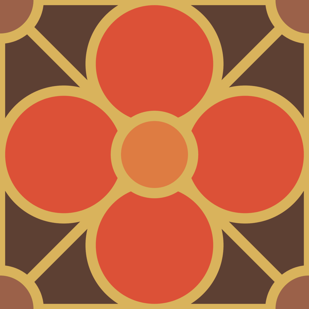 Geometric Pattern: Plumeria: Season / Red Wolf