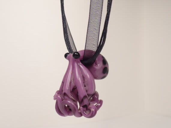 Purple Octopus Glass Pendant / Emergent Glassworks