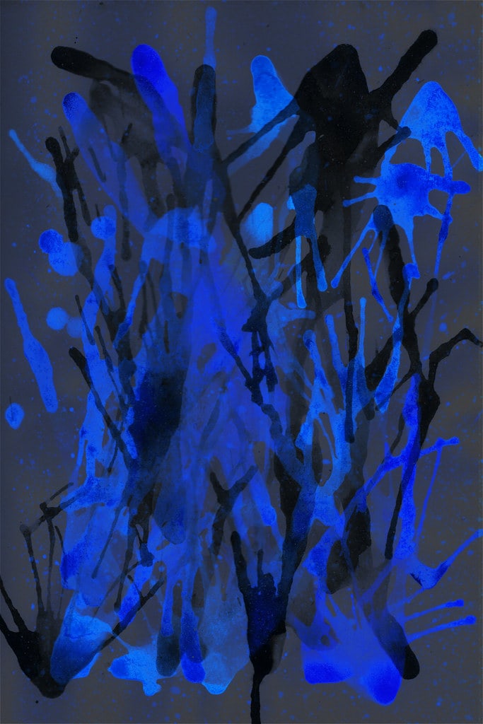 Colour and black splash doodle / Red Wolf