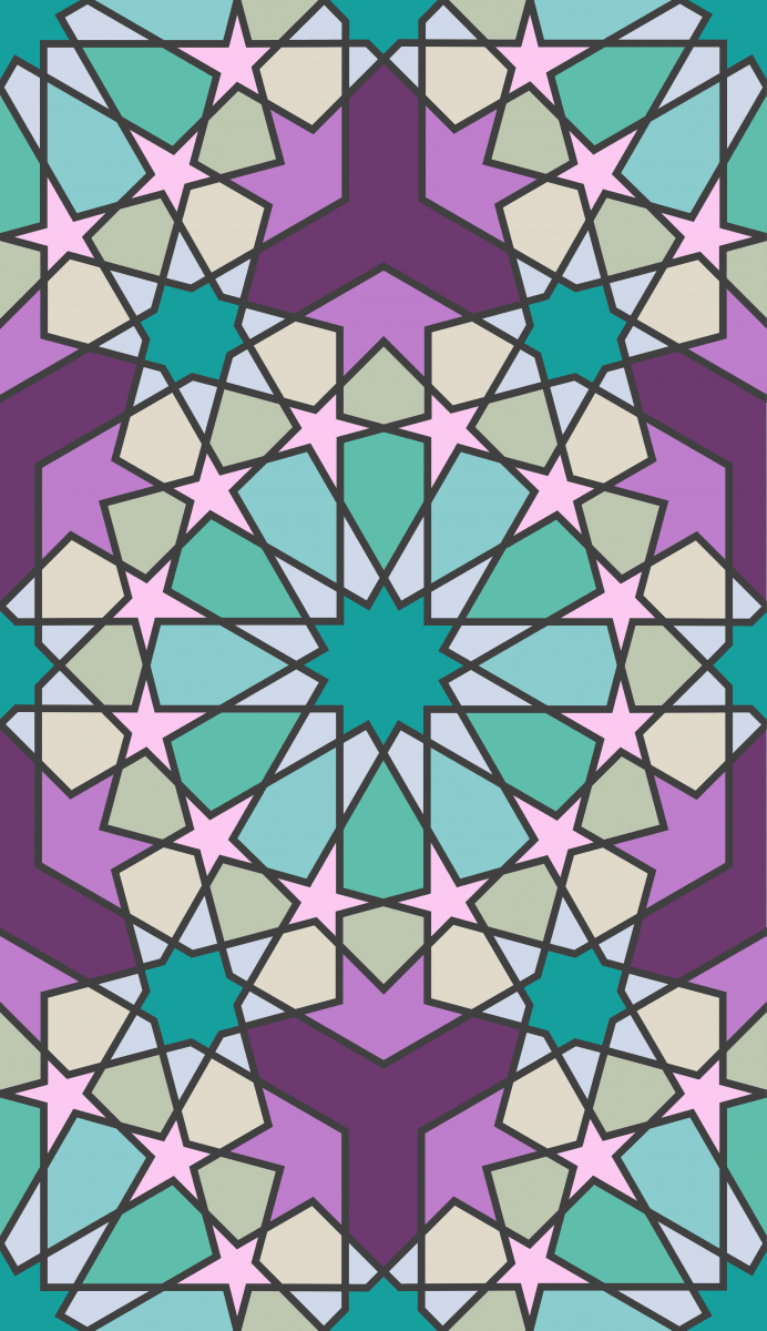 Geometric Pattern: Arabic Tiles: Season / Red Wolf