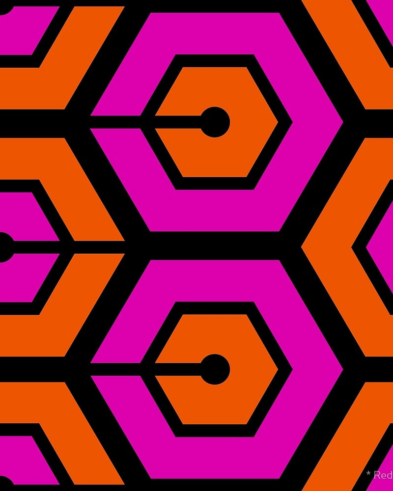 Geometric Pattern: Linked Hexagon / Red Wolf