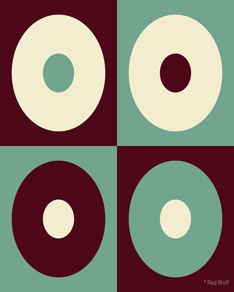 Geometric Pattern: Alternating Circles / Red Wolf