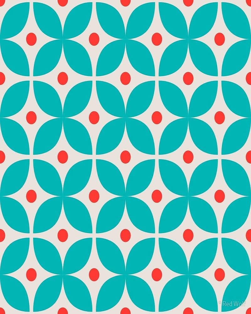 Geometric Pattern: Stylised Flower / Red Wolf