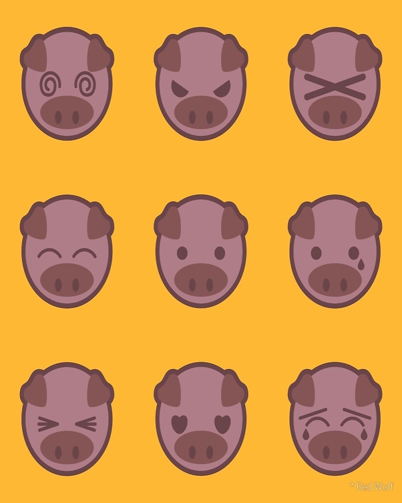 Pig Emoji / Red Wolf