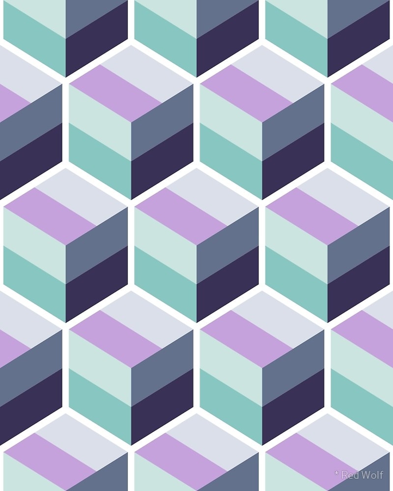 Geometric Pattern: Cube Stripe / Red Wolf