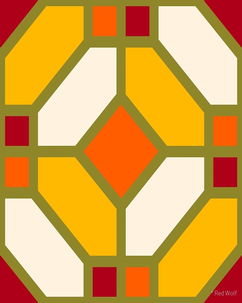 Geometric Pattern: Art Deco Tile / Red Wolf