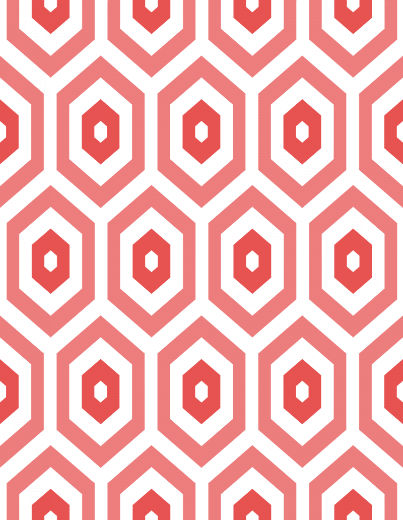 Geometric Pattern: Hexagon Hive: Light Negative / Red Wolf