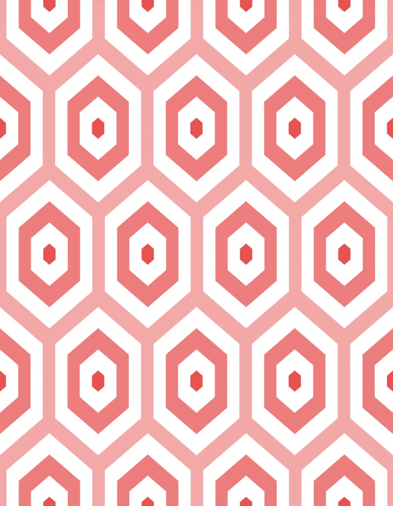 Geometric Pattern: Hexagon Hive: Light Positive / Red Wolf