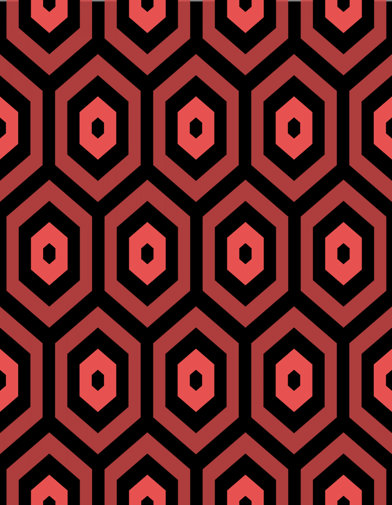 Geometric Pattern: Hexagon Hive: Dark Negative / Red Wolf