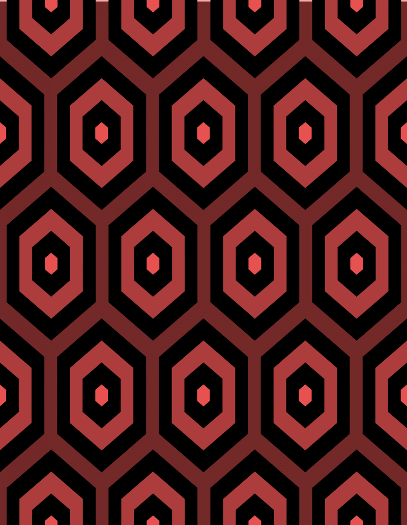 Geometric Pattern: Hexagon Hive: Dark Positive / Red Wolf