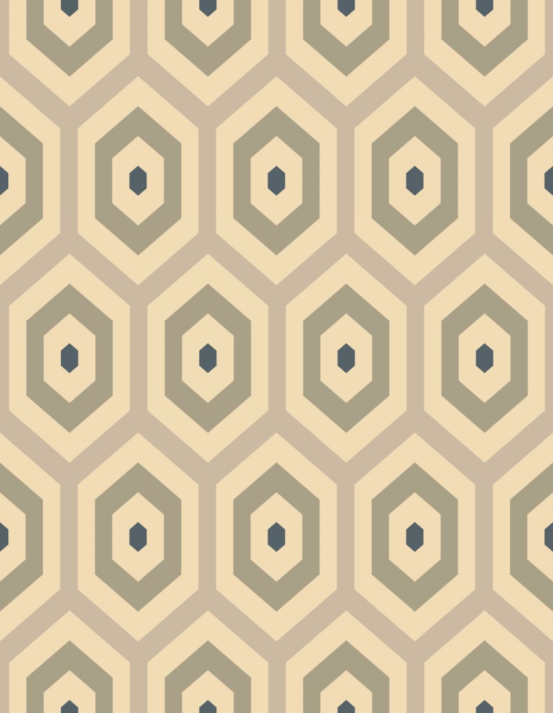 Geometric Pattern: Hexagon Hive: Antique / Red Wolf