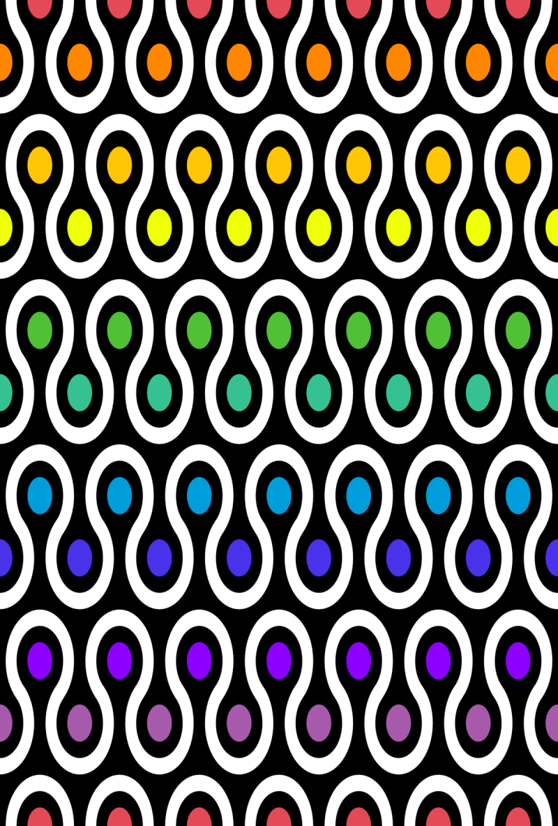Geometric Pattern: Looped Circles: Rainbow / Red Wolf