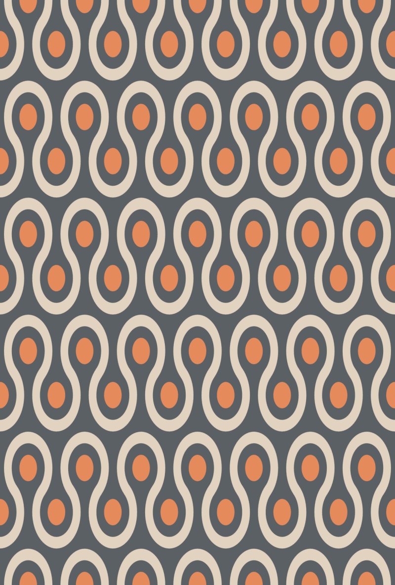 Geometric Pattern: Looped Circles: Garden / Red Wolf