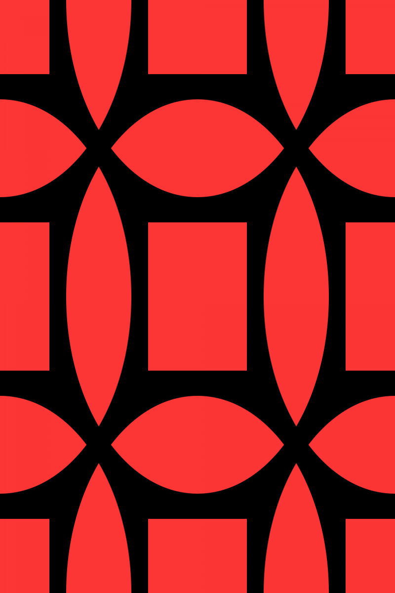 Geometric Pattern: Intersect Square: Black Colour / Red Wolf