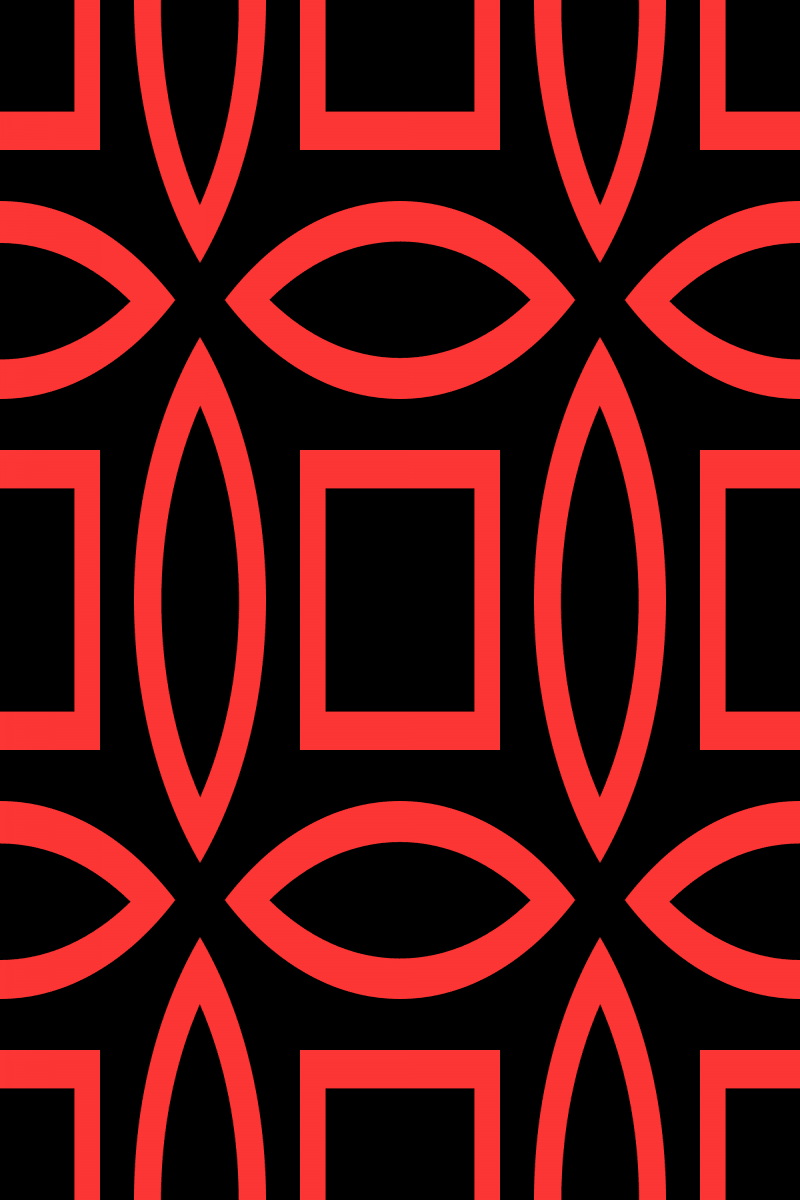 Geometric Pattern: Intersect Outline: Black Colour / Red Wolf