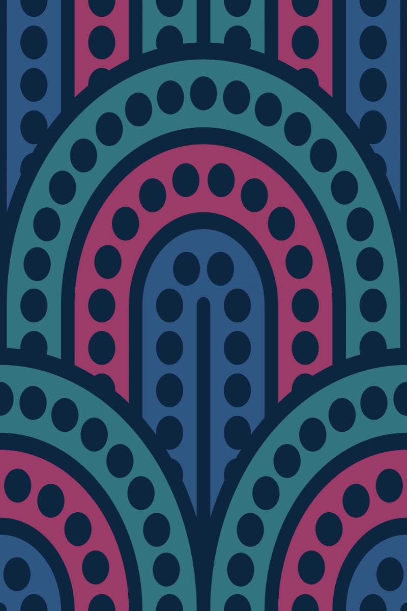 Geometric Pattern: Arch Dot: Quad 1 / Red Wolf