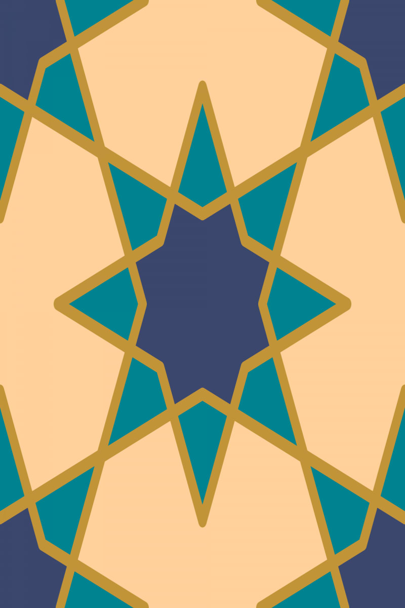 Geometric Pattern: Octagram: Quad 1 / Red Wolf