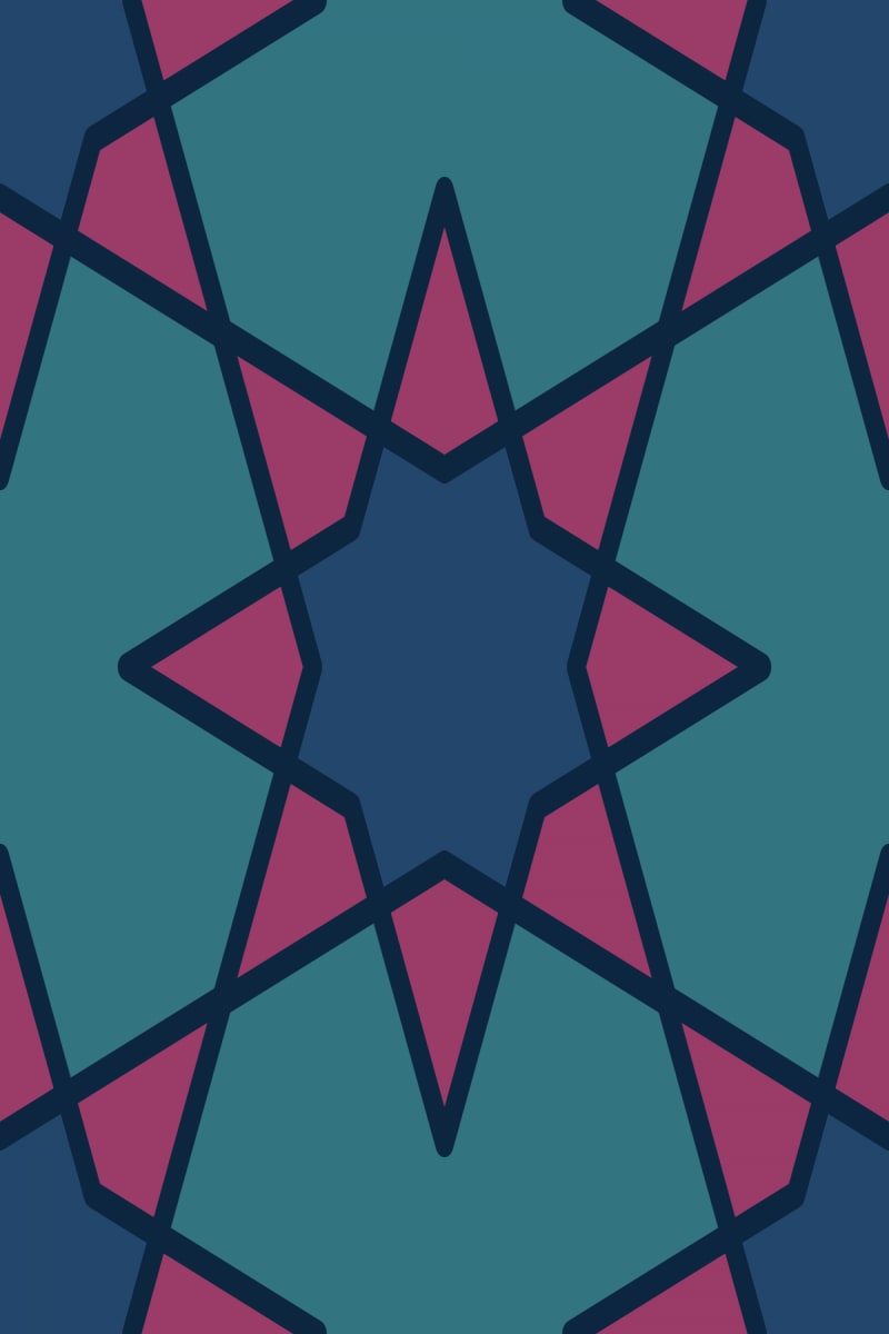 Geometric Pattern: Octagram: Quad 2 / Red Wolf