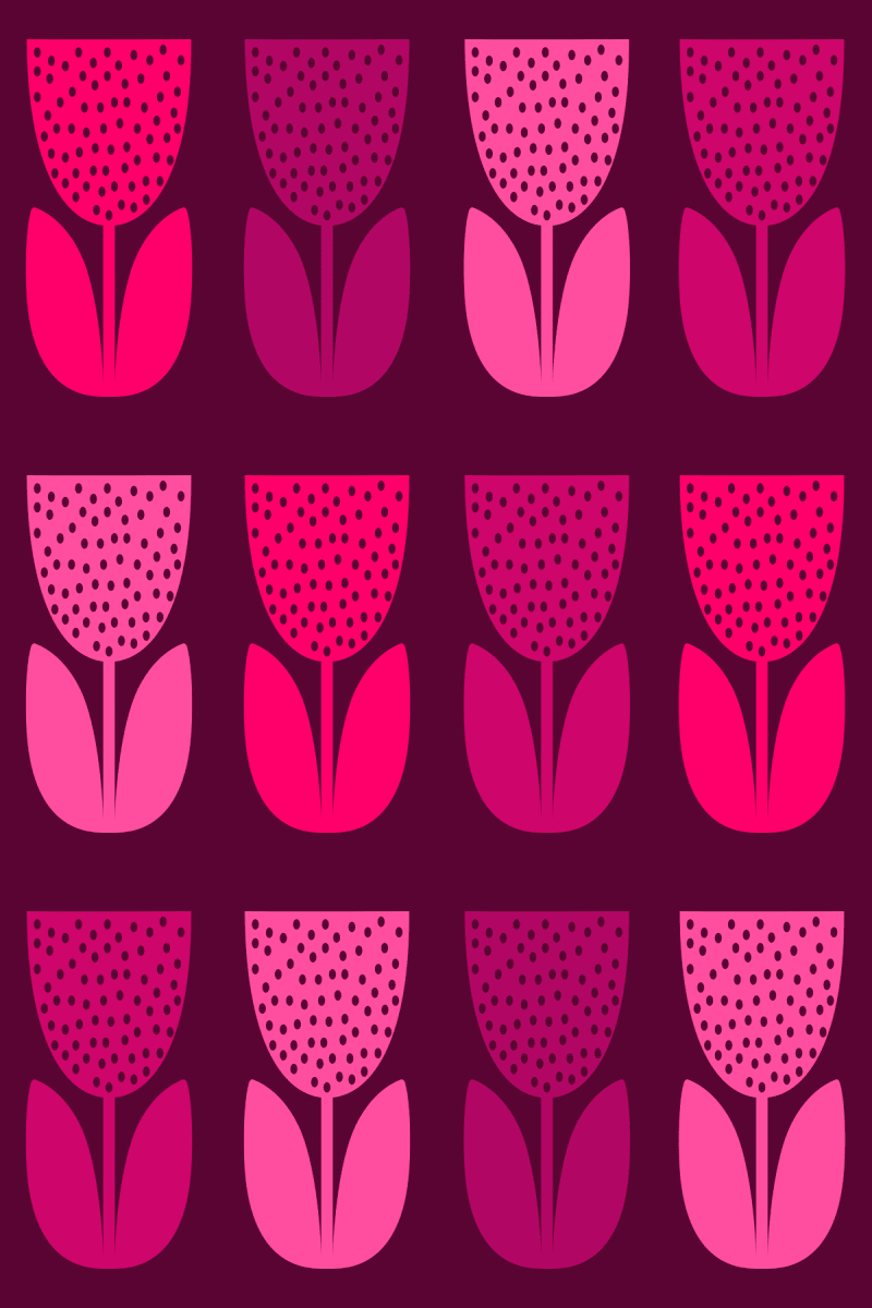 Geometric Pattern: Poppy: Dark / Red Wolf