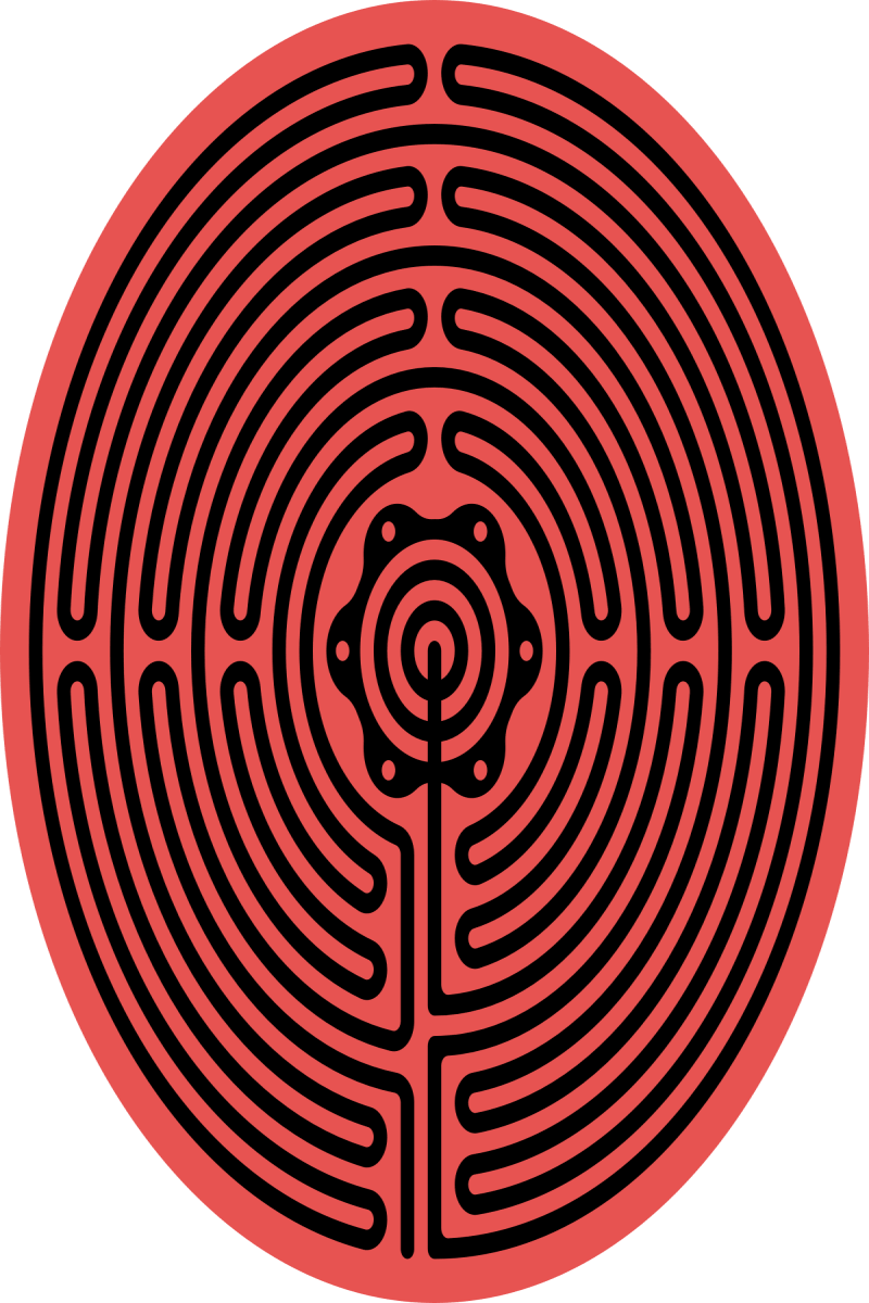 Geometric Pattern: Labyrinth: Dark / Red Wolf