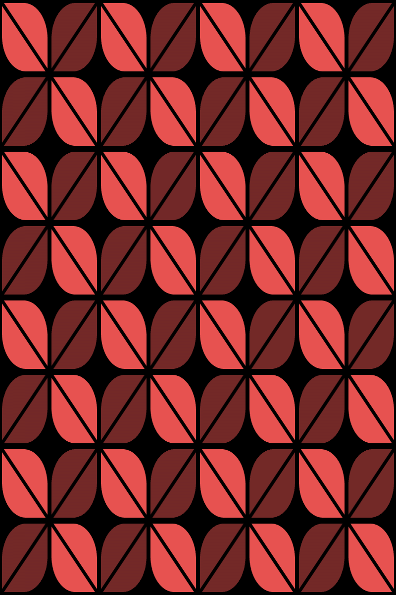 Geometric Pattern: Leaf: Black / Red Wolf
